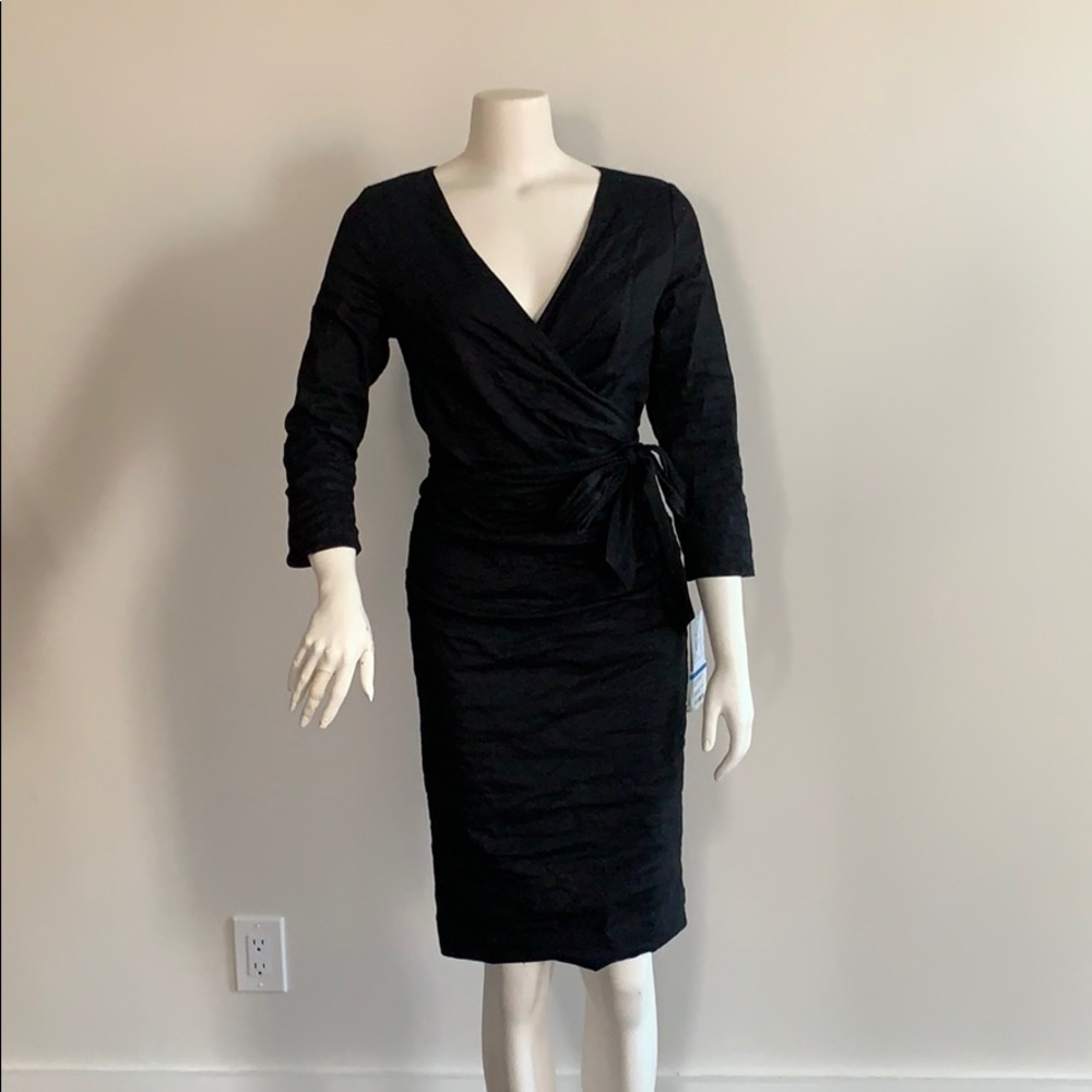 20% off! Nicole Miller black dress wrap dress.